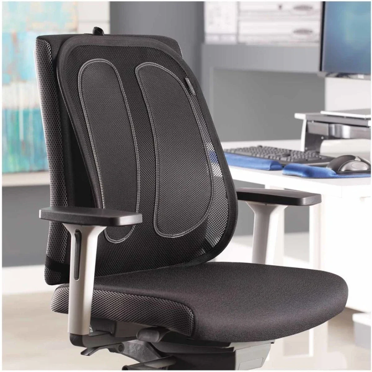 دعامة ظهر شبكية Fellowes Office Suites بتثبيت Tri-Tensioning، أسود