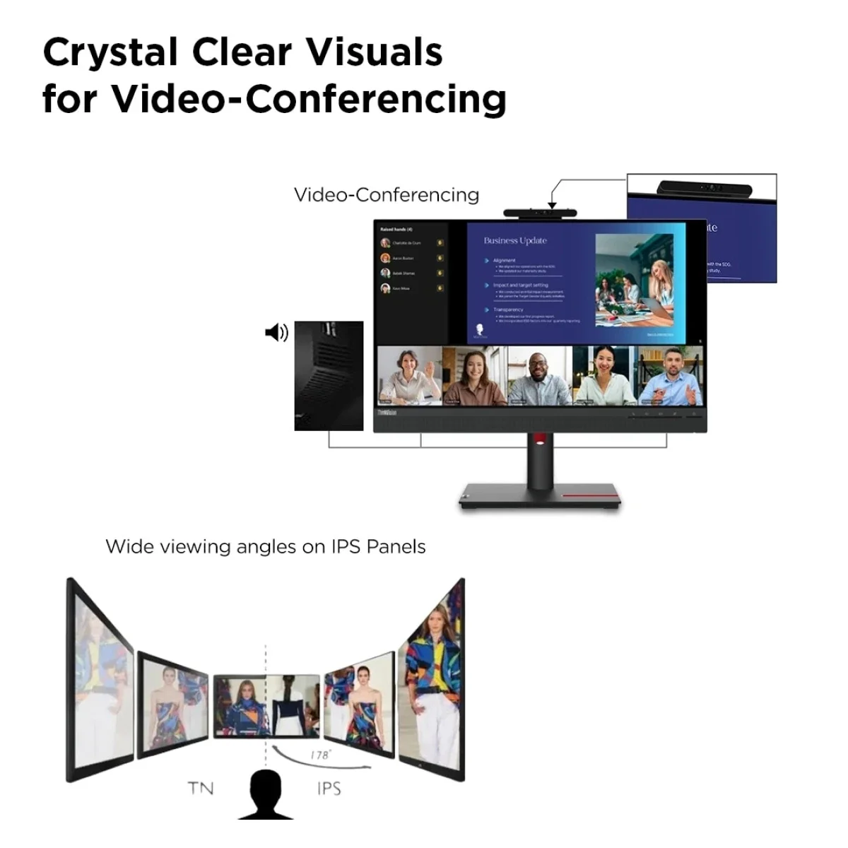 Lenovo ThinkVision T24v-30 24-Inch FHD IPS 75Hz Conferencing Monitor with 2MP Webcam - Thumbnail 8