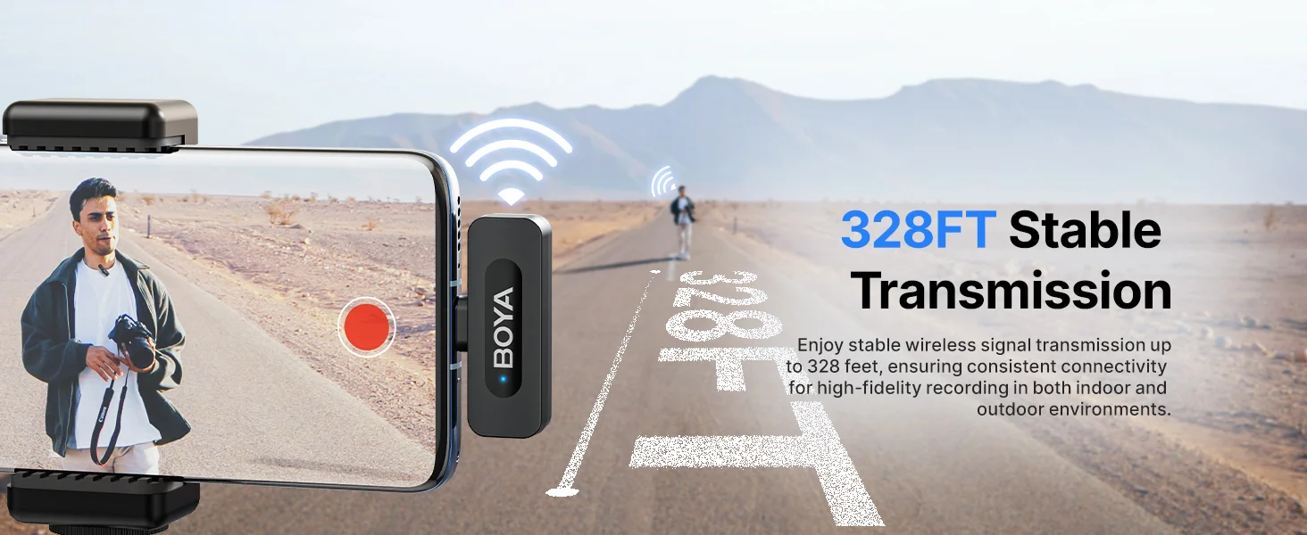 Boya BY-V30 Wireless Lavalier Microphone with USB-C Receiver, 36H Battery Life - Black - Image 12