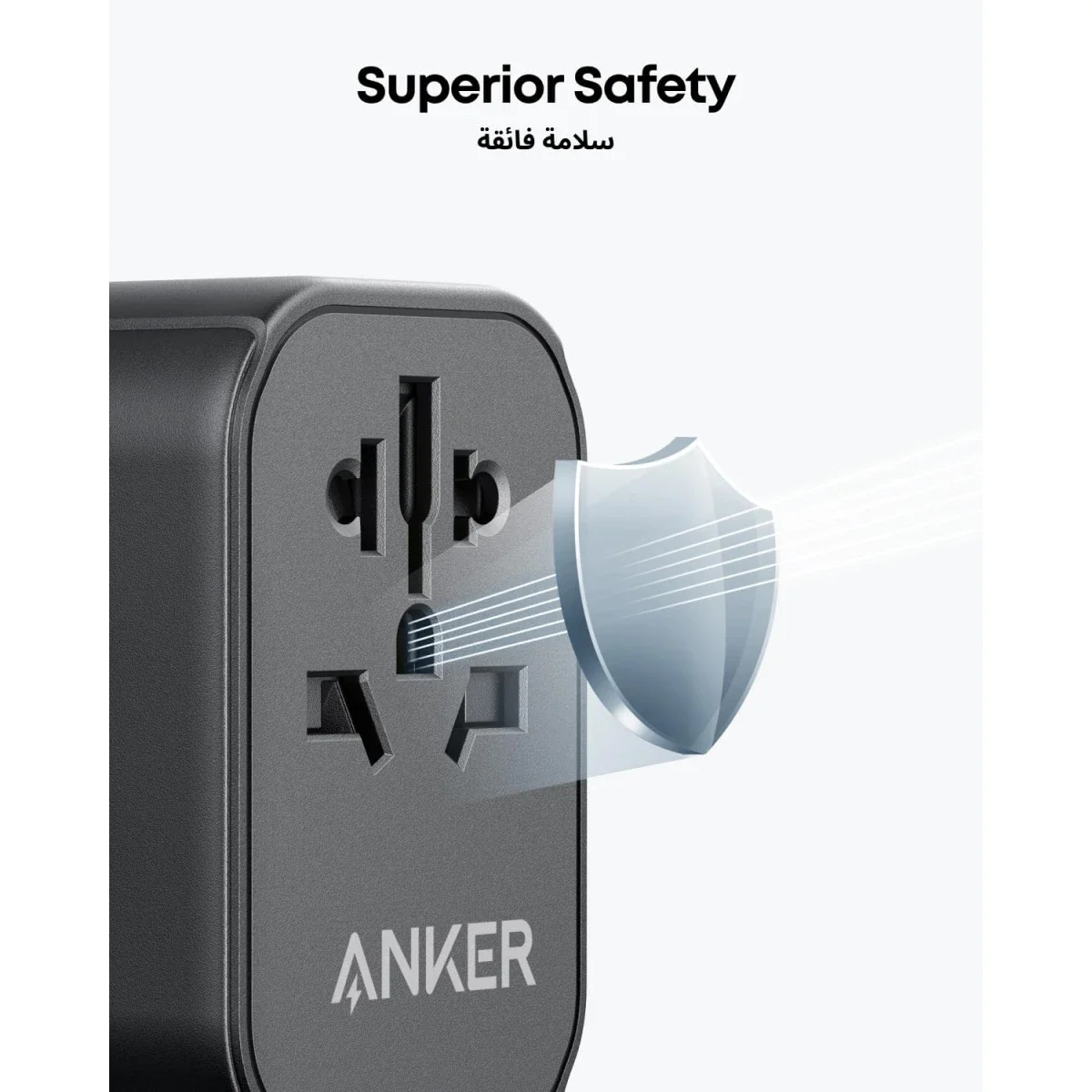 Anker 312 PowerExtend 30W Travel Adapter with 1 AC Outlet, USB-C and 2 USB-A Ports - Black - Thumbnail 5