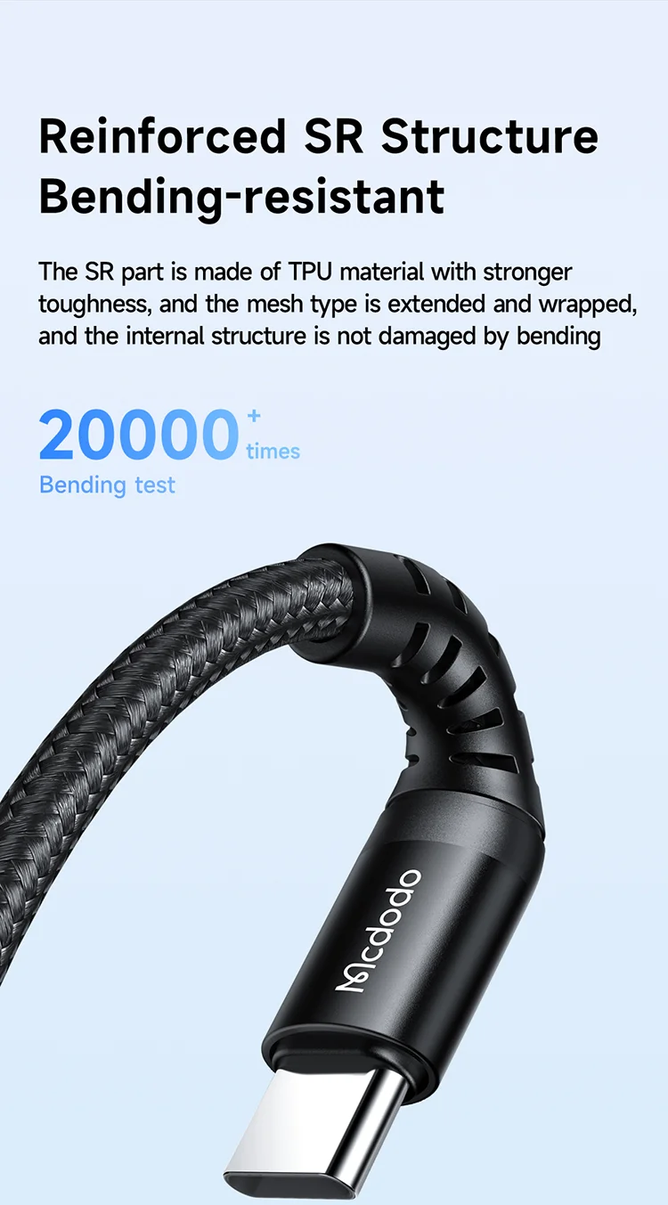سلك شحن ونقل بيانات Mcdodo CA-5641 USB-C إلى USB-C بقدرة 60W وتيار 3A بطول 1 متر أسود - Image 7