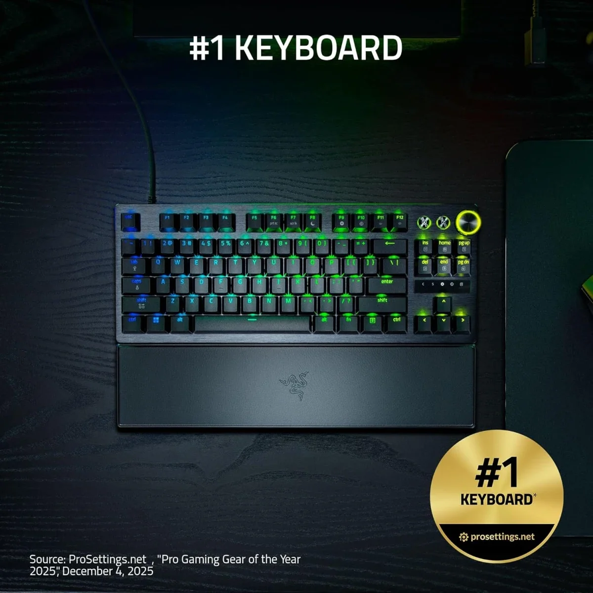 كيبورد ألعاب Razer Huntsman V3 Pro TKL بسرعة 8KHz أسود - Thumbnail 2