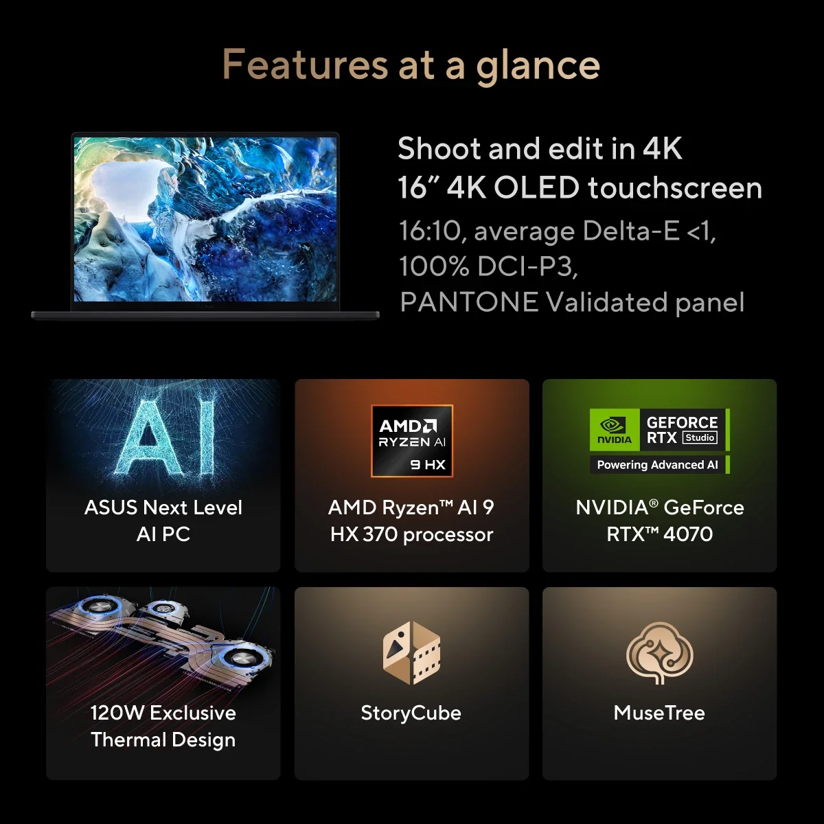 Asus ProArt P16 H7606WP-RJ132W Creator Laptop, Ryzen AI 9 HX 370, RTX 5070, 64GB RAM, 2TB SSD, 16-Inch 3K OLED Touch 120Hz, Windows 11 Home - Image 2
