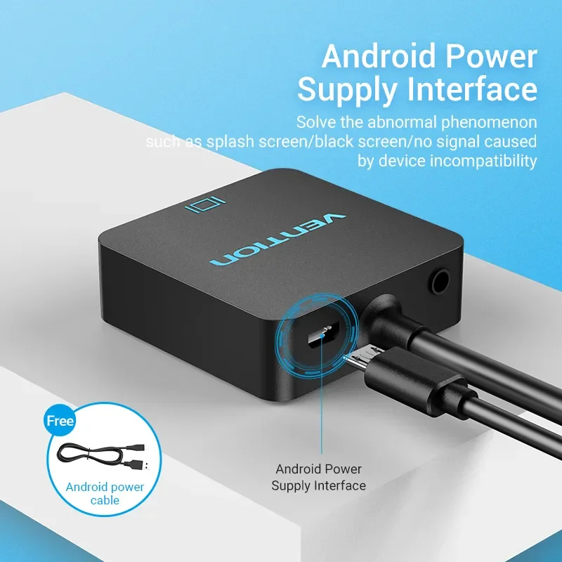 محول Vention ACRBB من HDMI إلى VGA مع طاقة Micro USB وصوت AUX، 0.15 متر، أسود - Thumbnail 6