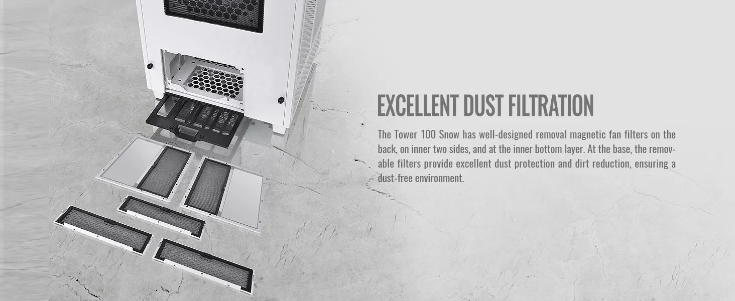 هيكل كمبيوتر Thermaltake The Tower 100 ميني تاور زجاج مقوى M-ITX أبيض - Image 12