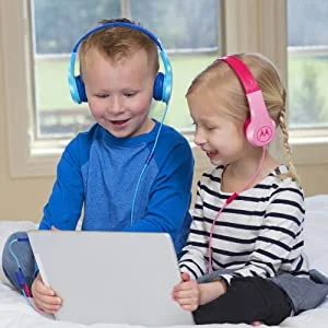 Motorola Squads 200 Kids Wired Headphones with 85dB Safe Volume Limit, 3.5mm AUX and In-Line Mic - Pink - Thumbnail 10