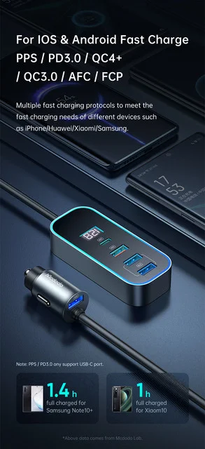 Mcdodo CC-1900 107W 4-Port USB & Type-C Car Charger with Digital Display - Thumbnail 13