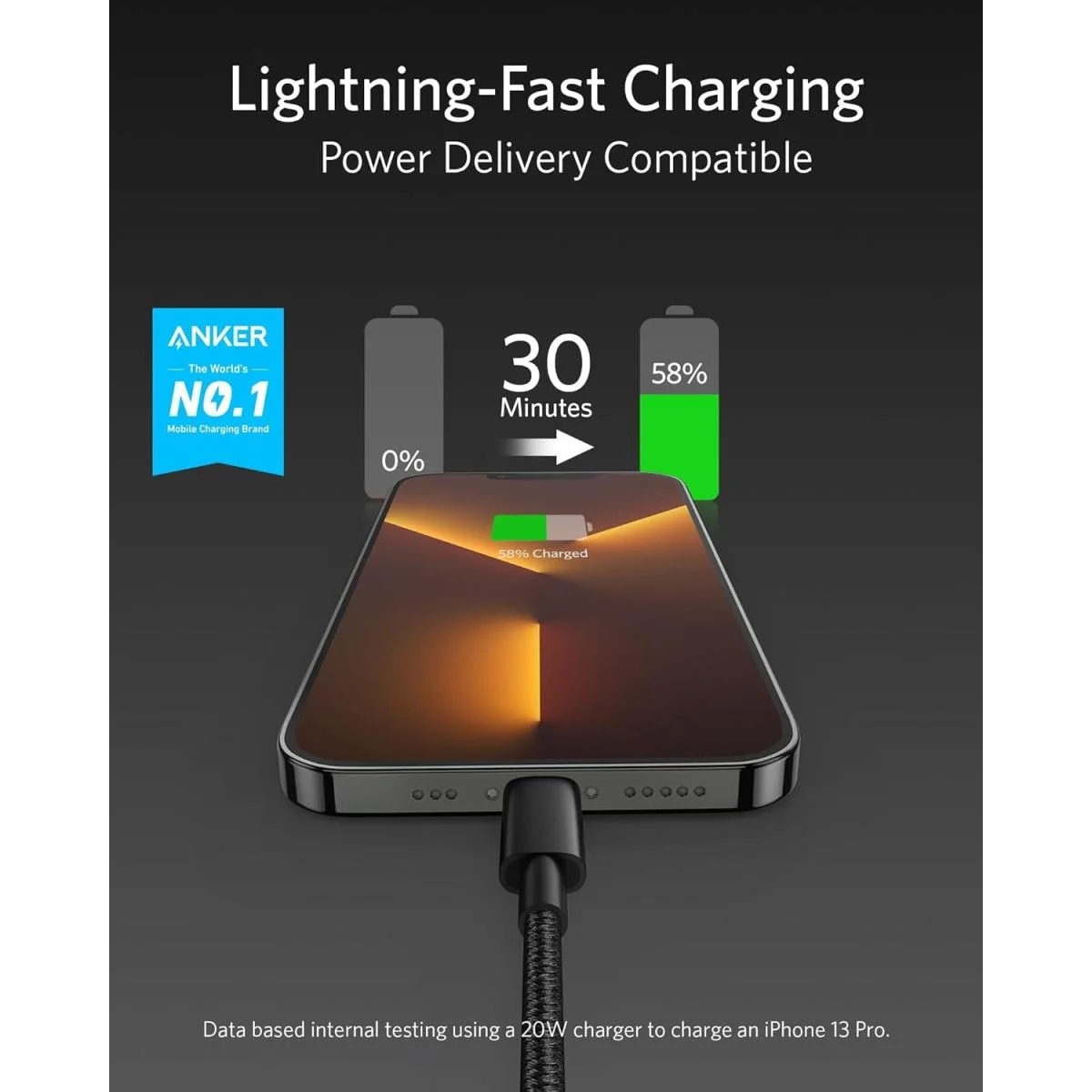 كابل Anker 322 من USB-C إلى Lightning، معتمد من Apple MFi، 6 قدم، أسود - Image 4