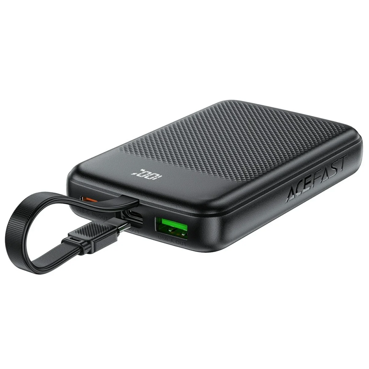 باور بانك ACEFAST M13 بسعة 10000 مللي أمبير وقدرة 22.5 واط مع شحن PD سريع وكابل USB-C مدمج - أسود - Image 4