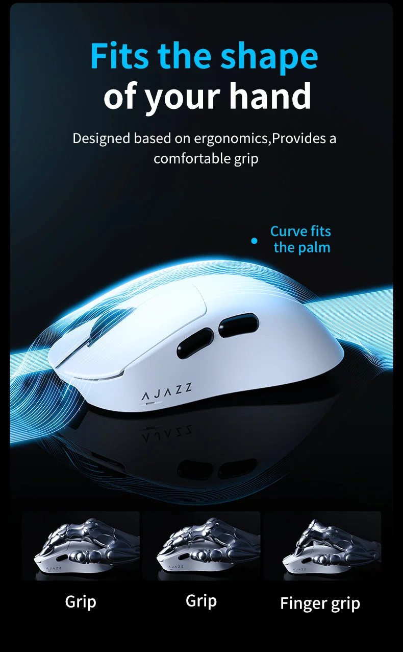 ماوس AJAZZ AJ179 V2 ثلاثي الاتصال (2.4G/بلوتوث/كابل USB)، بطارية 400mAh، حتى 12000 DPI – أسود - Image 7