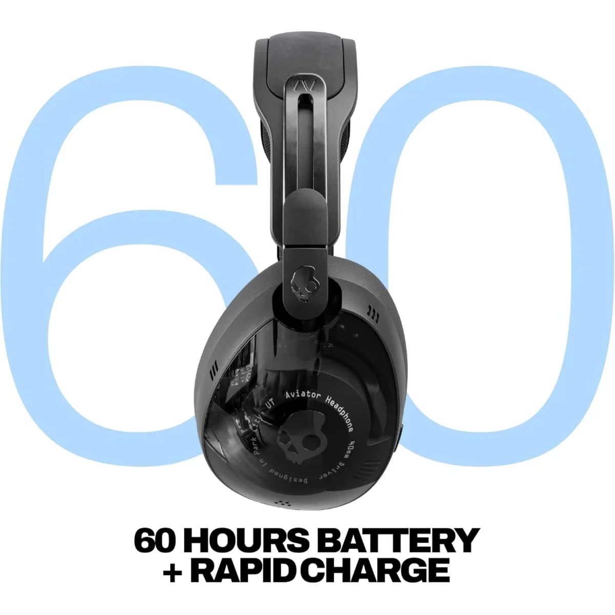 سماعات رأس Skullcandy Aviator 900 ANC لاسلكية فوق الأذن بتقنية Bluetooth، أسود حقيقي - Thumbnail 3