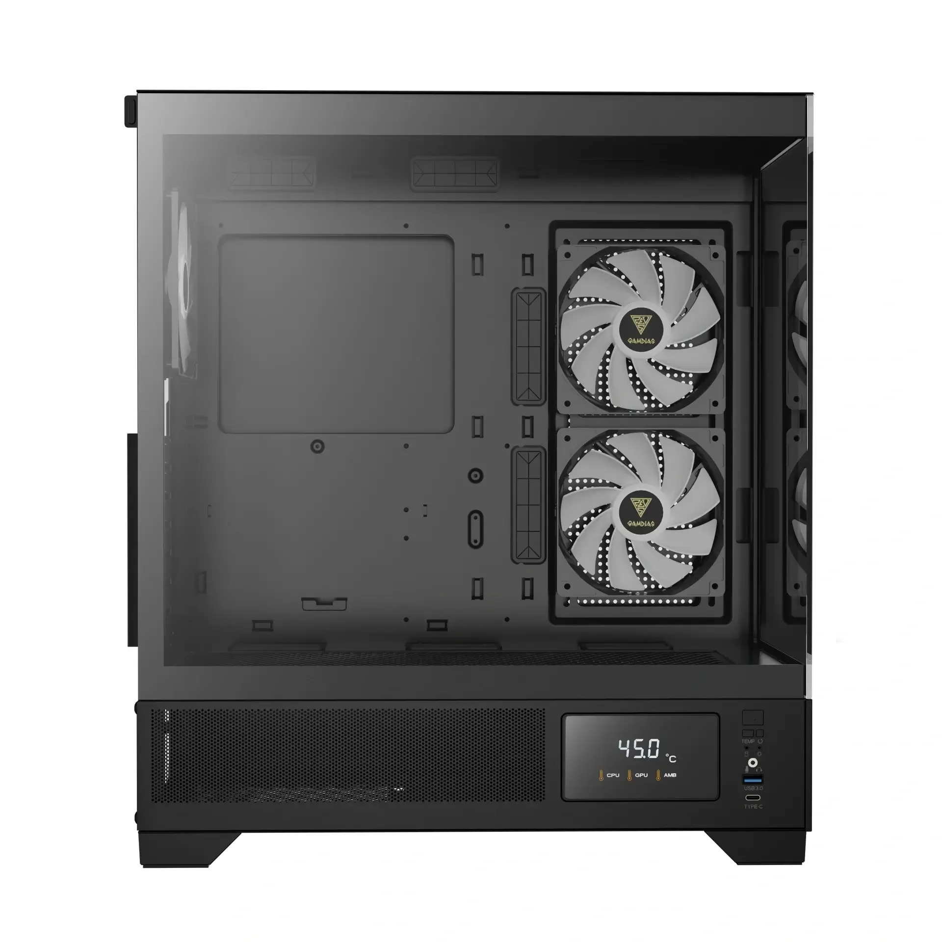 صندوق كمبيوتر ألعاب GAMDIAS ATLAS M1 ARGB متوسط الحجم باللون الأسود - Image 4