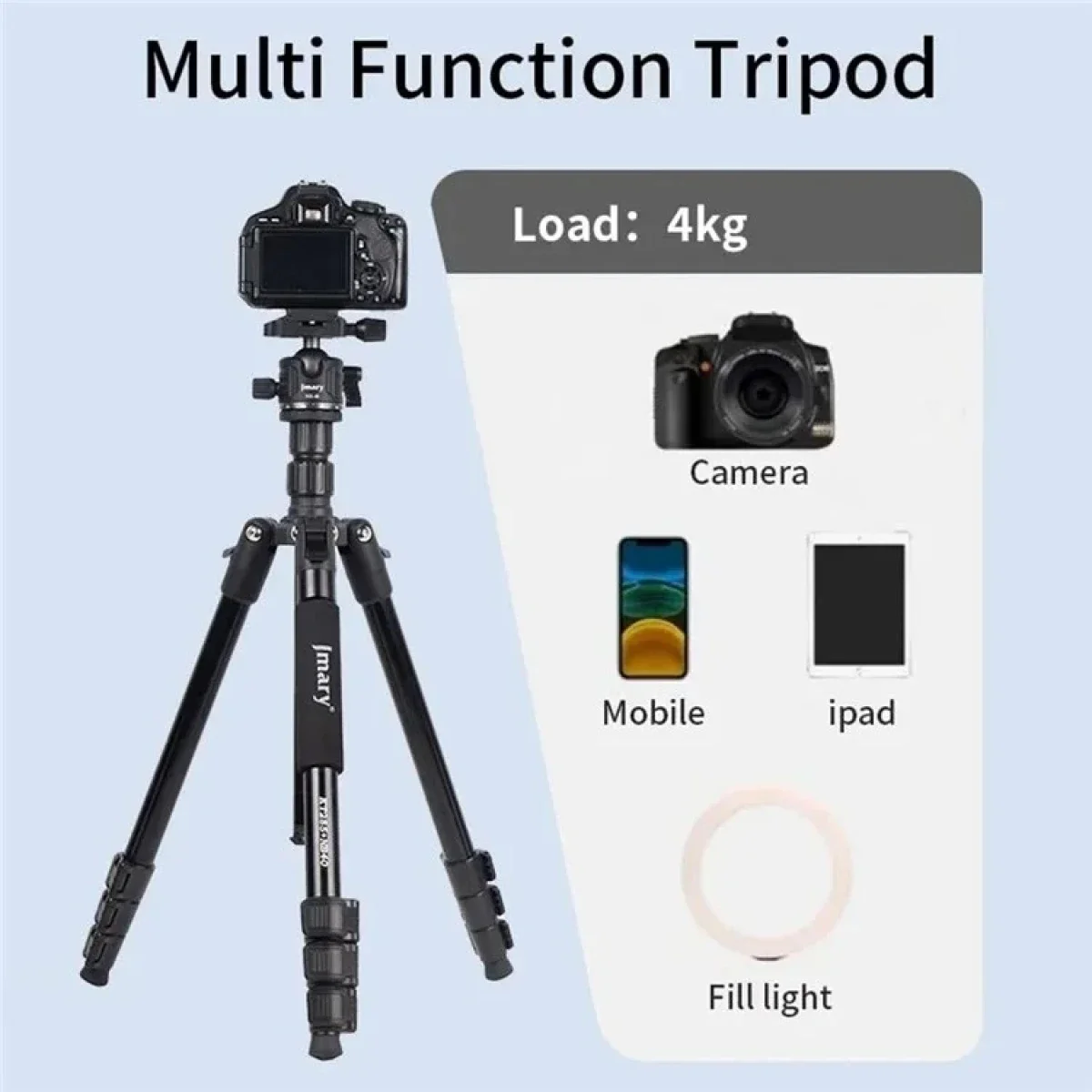 Jmary KT285+NB40 2-in-1 Tripod & Monopod Camera and Phone Stand 1.75m Black - Thumbnail 4