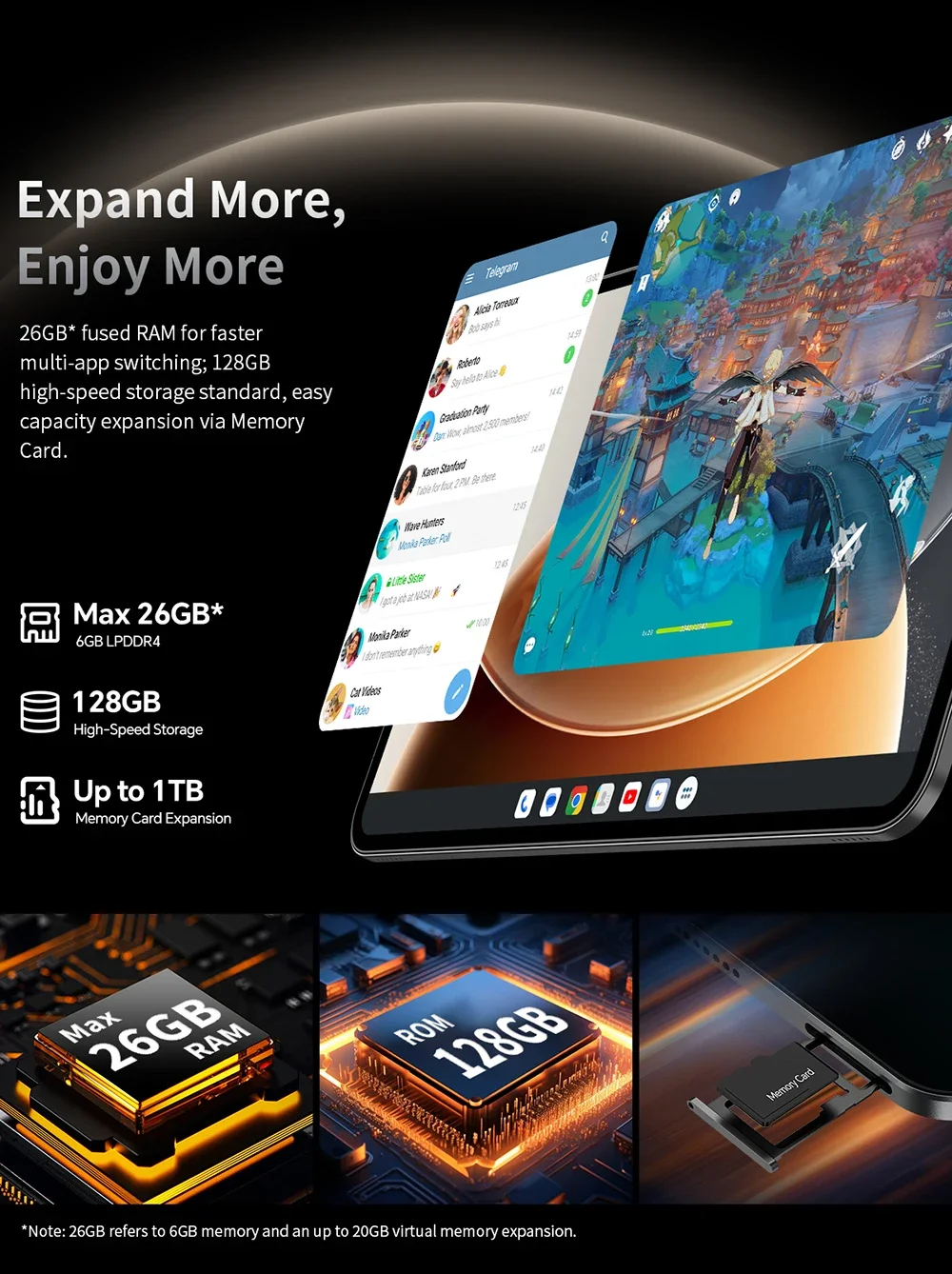 TECLAST T65 (2025) 13.4-inch 120Hz Android 16 Wi-Fi & LTE Tablet, 256GB, Gray - Thumbnail 21