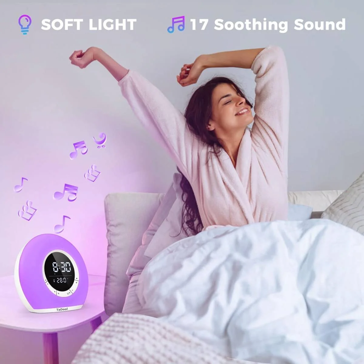 Sunrise Alarm Clock Wake-Up Light with 11-Color Lamp & Bluetooth Speaker - Image 7