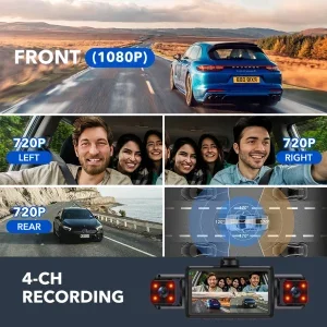 داش كام GMAIPOP للسيارة 4 قنوات WiFi بدقة FHD 1080P مع رؤية ليلية وتسجيل متكرر وطقم توصيل كهربائي - Image 9