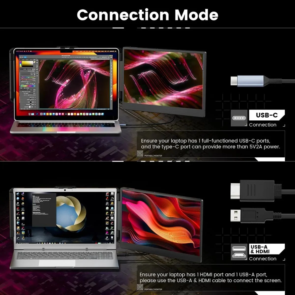 شاشة موسعة للابتوب S1 محمولة 14 إنش FHD IPS 60 هرتز USB-C وHDMI - Image 2