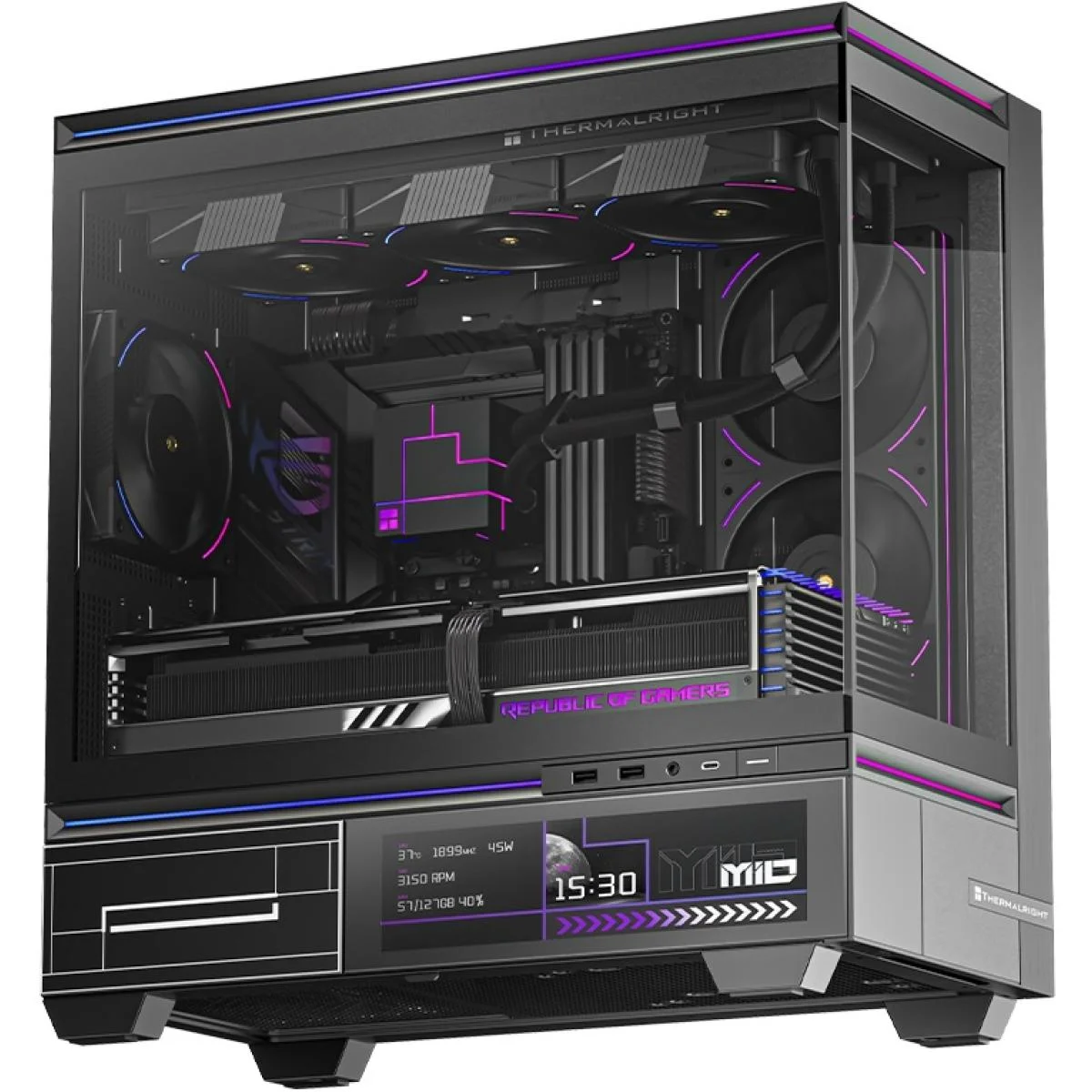 كيس ألعاب Thermalright TL-M10 VISION ARGB ميد تاور mATX مع شاشة LCD 9.16 إنش و4 مراوح