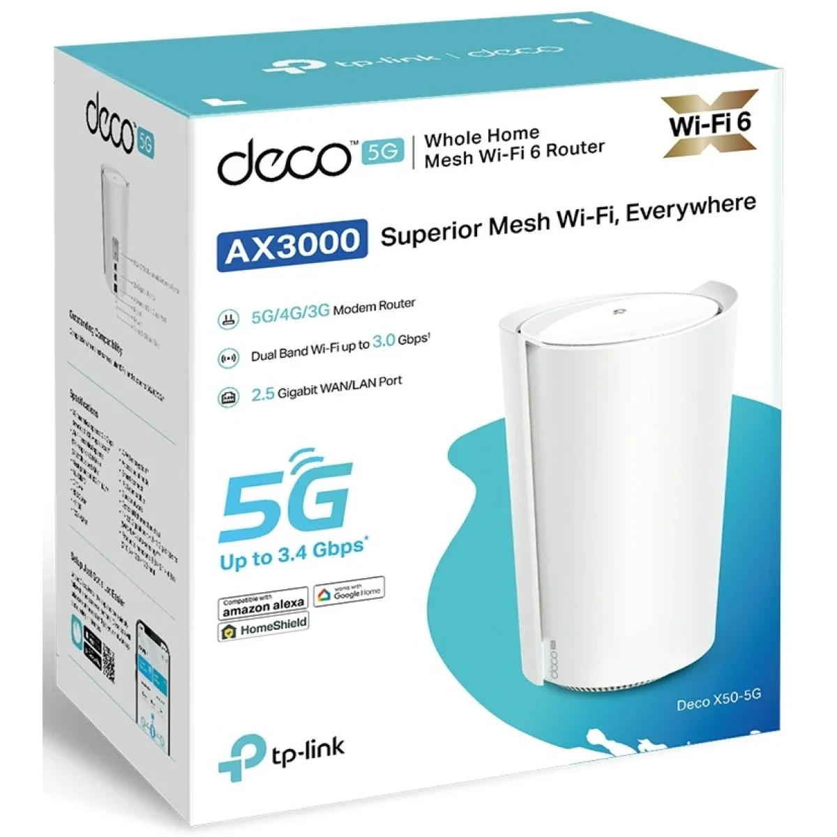 راوتر شبكي منزلي TP-LINK Deco X50-5G AX3000 واي فاي 6 مع فتحة SIM - Image 1