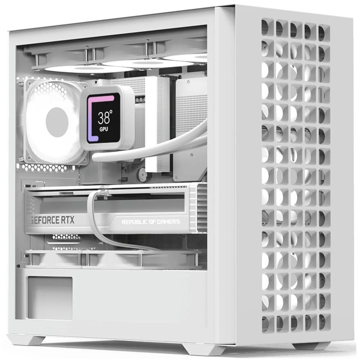 AeroCool D302A White mATX Mini Tower Gaming Case with 4x120mm ARGB Fans