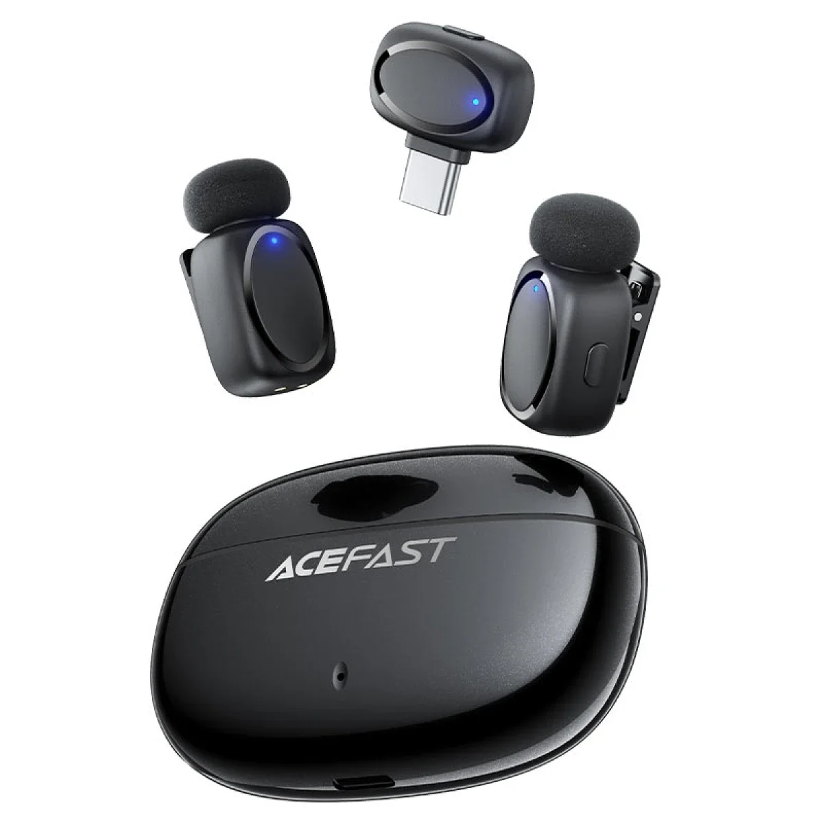 ميكروفون لافالير لاسلكي مزدوج ACEFAST R2 بمنفذ USB-C لهواتف iPhone وAndroid - أسود - Image 5