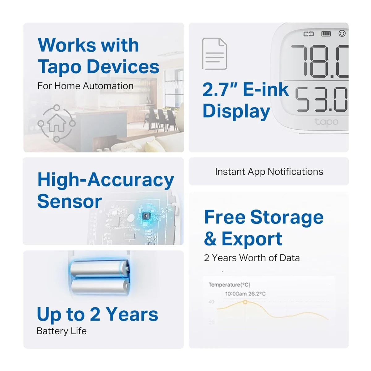 TP-LINK Tapo T315 Smart Temperature & Humidity Monitor with 2.7-Inch E-Ink Display - Thumbnail 4