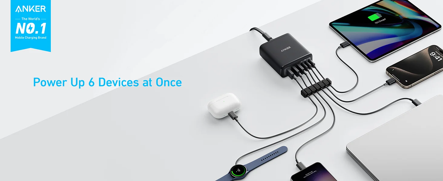 شاحن مكتبي Anker A2154K11 USB-C بقدرة 112 واط و6 منافذ - Thumbnail 8