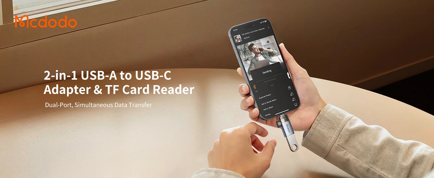 Mcdodo USB to USB-C OTG Adapter with Micro SD TF Card Reader - Thumbnail 9