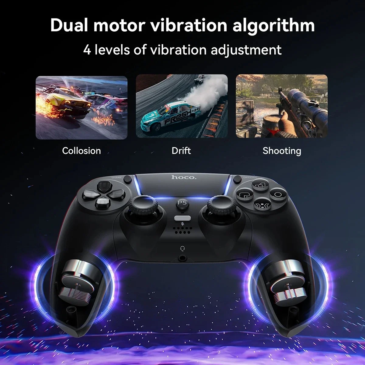 HOCO GA32 Dragon Wireless Gamepad for PS5, Bluetooth 5.1, 600mAh - Black - Image 5