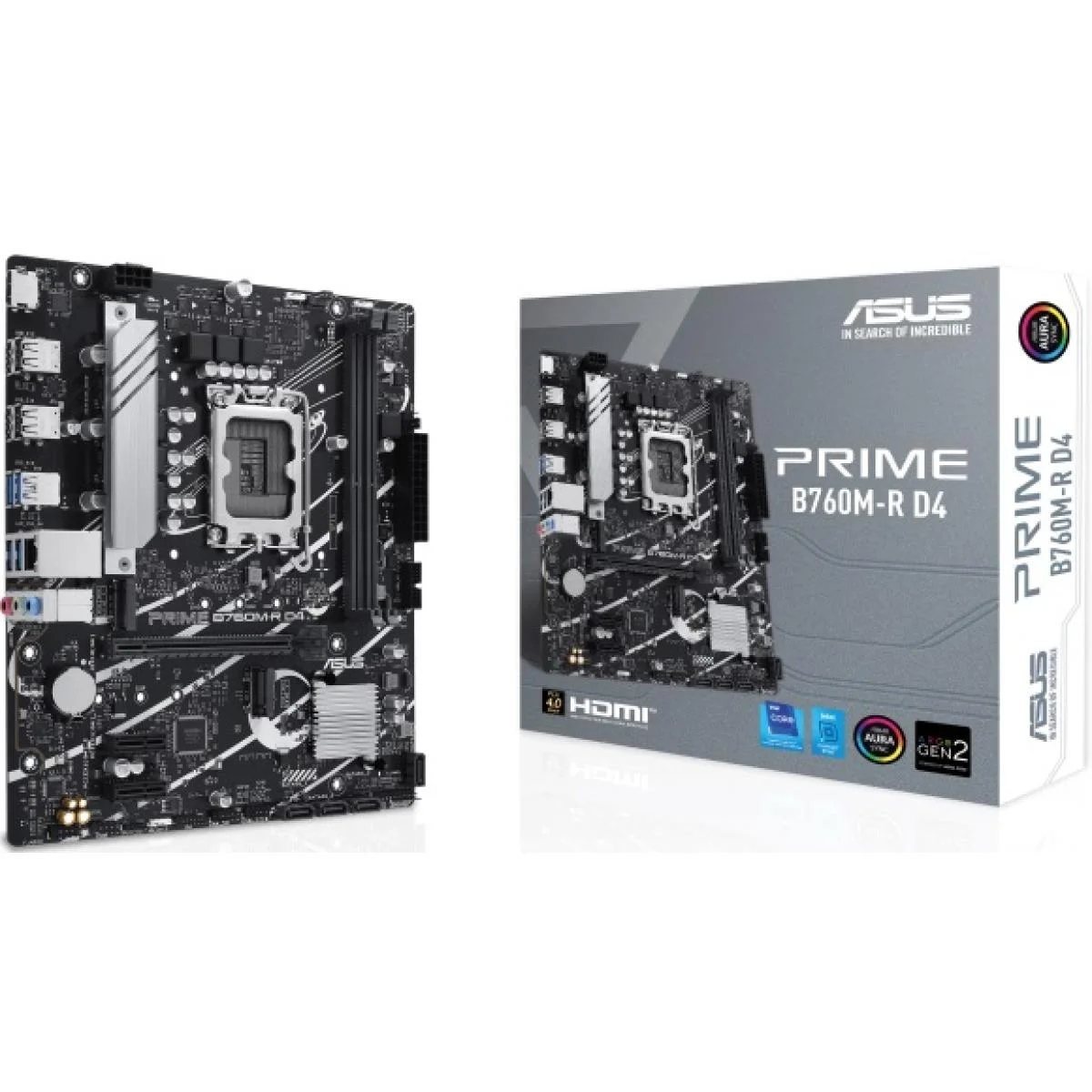 لوحة أم ألعاب Asus Micro-ATX بمقبس LGA 1700 وذاكرة DDR4 وPCIe 4.0 PRIME B760M-R D4
