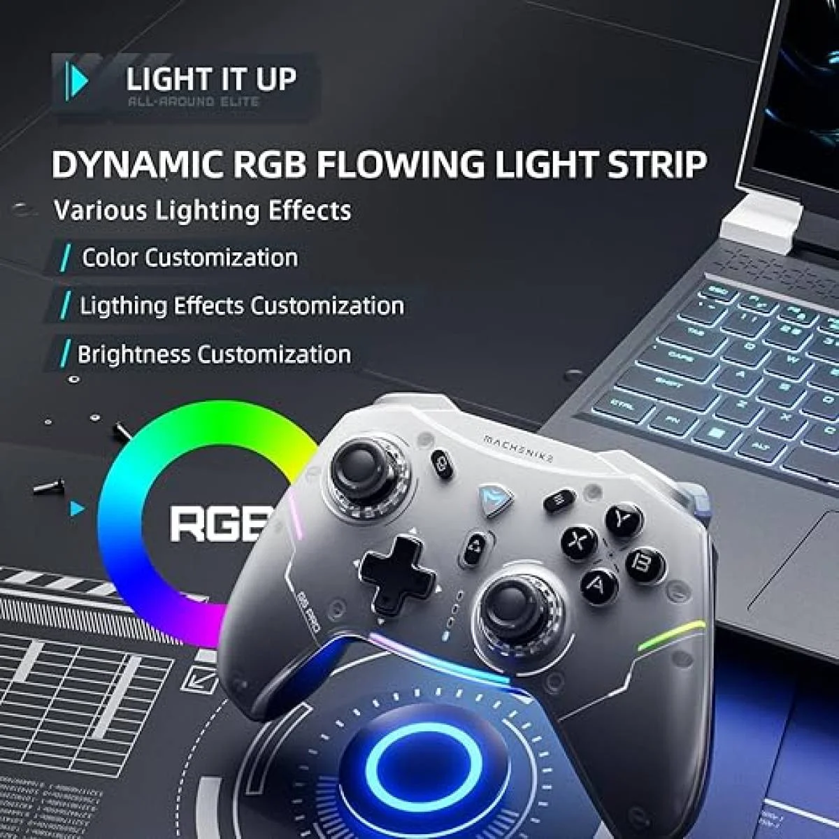 MACHENIKE G5 Pro Wireless Gaming Controller with Hall Effect Joysticks, RGB Lights - Black - Thumbnail 5