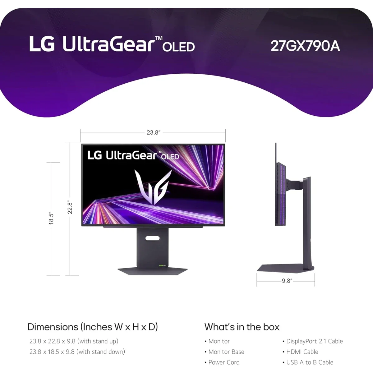 شاشة ألعاب LG 27GX790A UltraGear OLED 27 إنش QHD، 480 هرتز، 0.03 مللي ثانية - Thumbnail 10