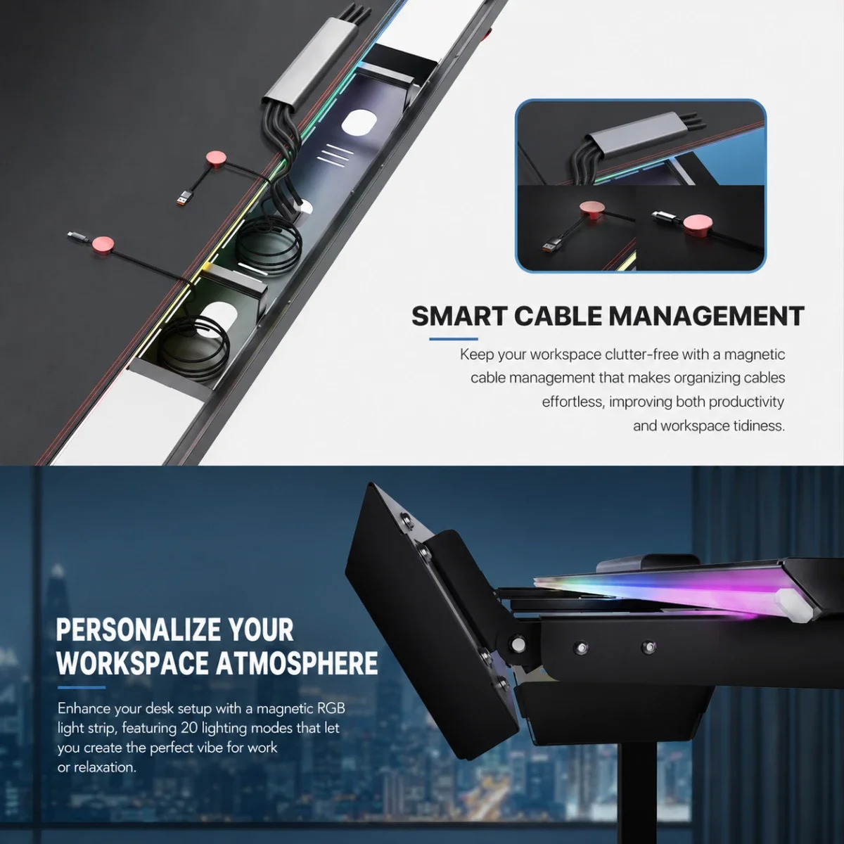 مكتب وقوف قابل للتعديل كهربائياً Fantech WorkStation DUBLIN DW114 أسود 140 × 70 سم - Image 7