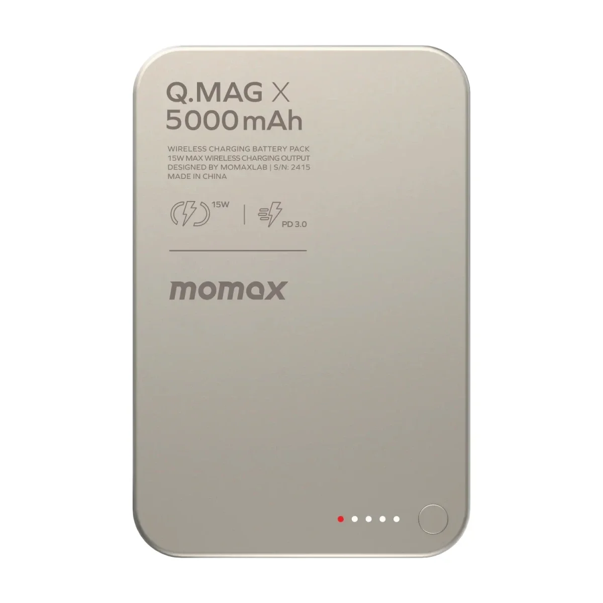 بطارية محمولة MOMAX Q.Mag X 5000mAh الجيل الثاني لاسلكية MagSafe فائقة النحافة 15W - تيتانيوم - Thumbnail 2