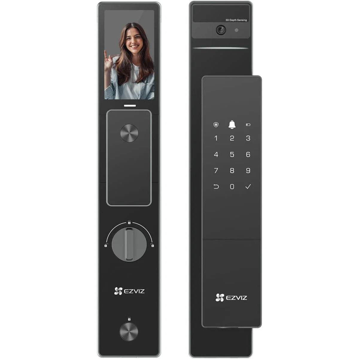 قفل باب ذكي Ezviz DL50FVS (6068) 8 في 1 بتعرّف ثلاثي الأبعاد على الوجه، ذاكرة 8GB، رؤية ليلية 2 متر وتحكم عبر التطبيق - Thumbnail 2