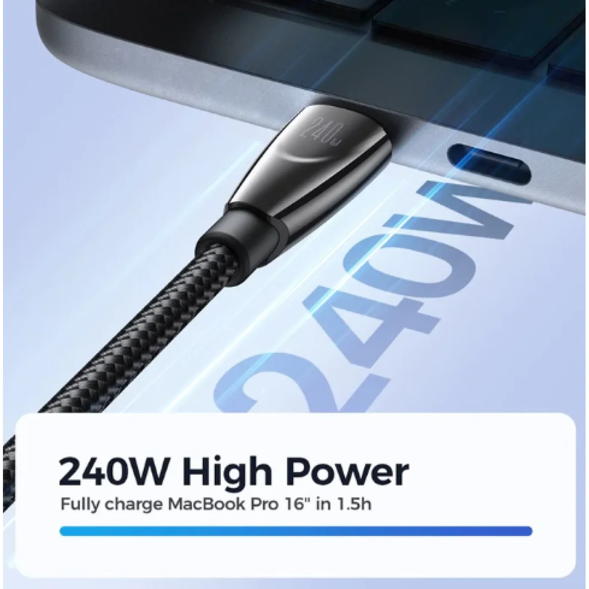 كابل شحن وبيانات JOYROOM USB-C إلى USB-C PD 240W بطول 1.2 متر أسود مع كفالة سنة - Image 4
