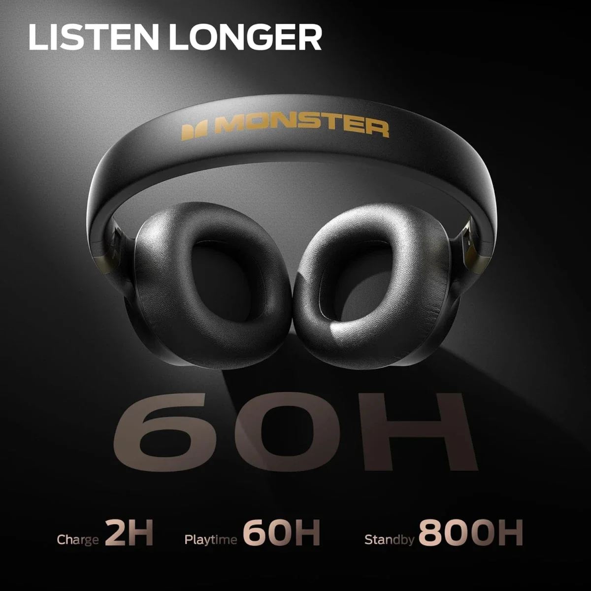 Monster Persona SE ANC Wireless Over-Ear Headphones, Bluetooth 5.4, 60H Playtime, Black - Thumbnail 4