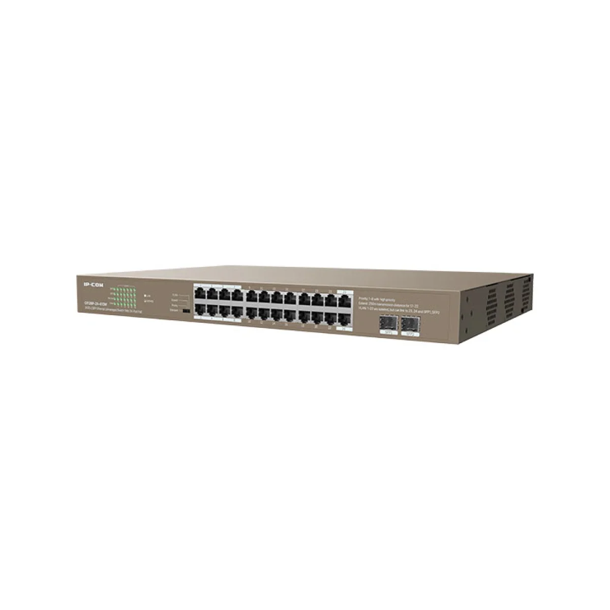 سويتش شبكة IPCOM غير مُدار بـ24 منفذ جيجابت PoE+ مع منفذي SFP للربط الصاعد - Image 2