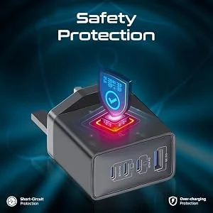 شاحن جداري Promate GaNPort4-67PD بتقنية GaN 67 واط، USB-C مزدوج PD و20 واط وQC 3.0 بقوة 22.5 واط، أسود - Thumbnail 11