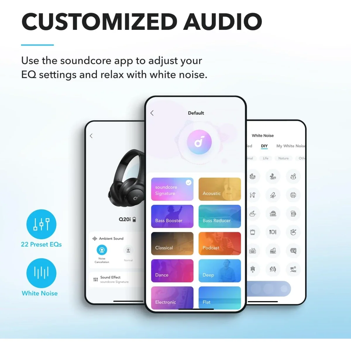 سماعات Anker Soundcore Q20i لاسلكية بعزل ضوضاء هجين نشط، أبيض - Thumbnail 4