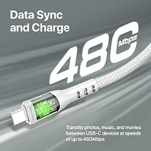 كابل Promate TransLine-CC USB-C إلى USB-C بقدرة 60 واط وطول 120 سم مضفر بالنايلون - أبيض - Thumbnail 12