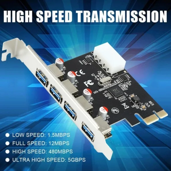 بطاقة توسعة HAING HI-1002-PEU PCI Express مع 4 منافذ USB 3.0 - Image 4