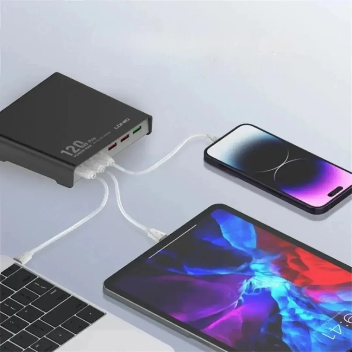 شاحن مكتبي سريع LDNIO Q605 بقدرة 120 واط و6 منافذ USB-C PD - أسود - Thumbnail 2
