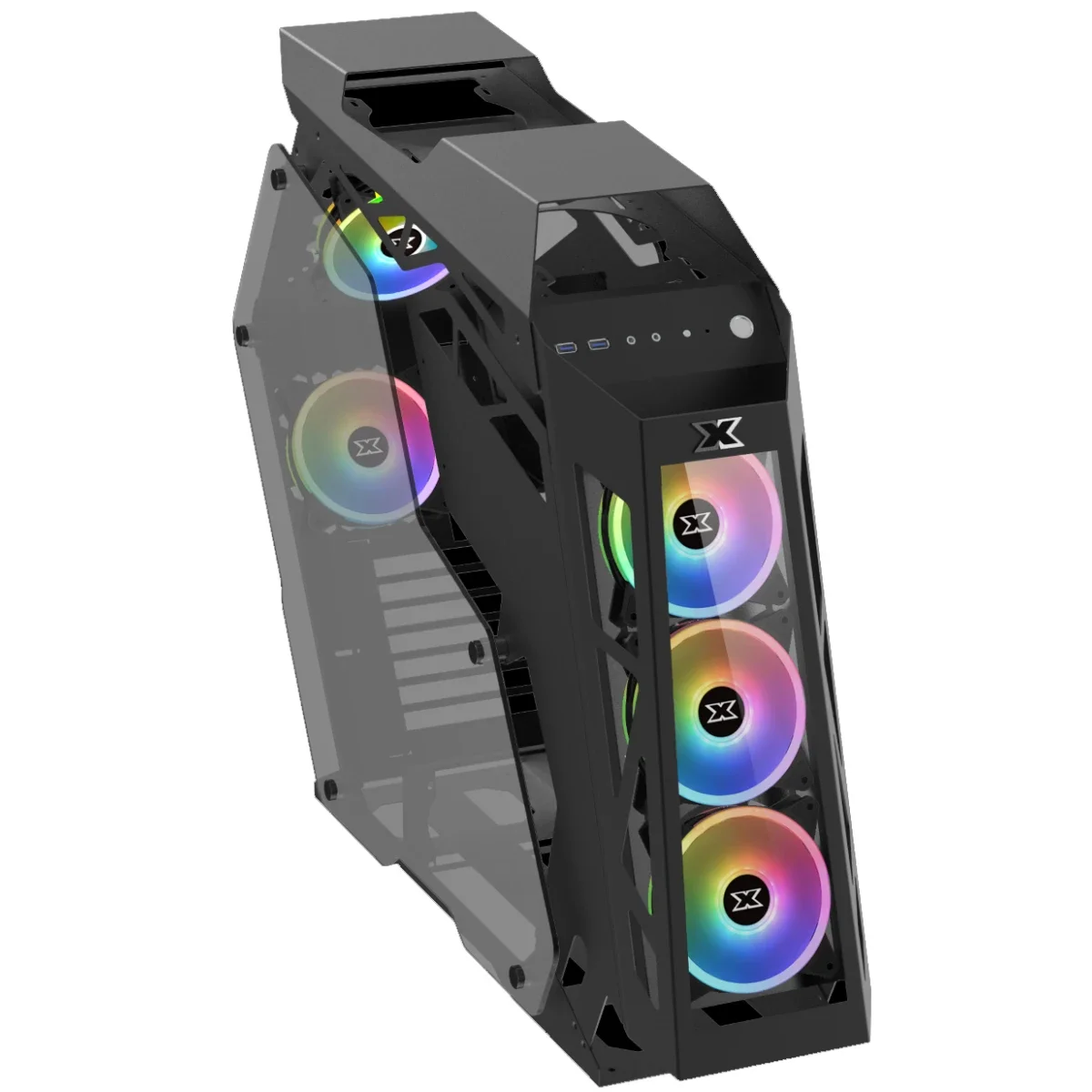 هيكل كمبيوتر ألعاب XIGMATEK Zeus ميد تاور مع زجاج مقوى و5 مراوح RGB ودعم ATX - Image 2