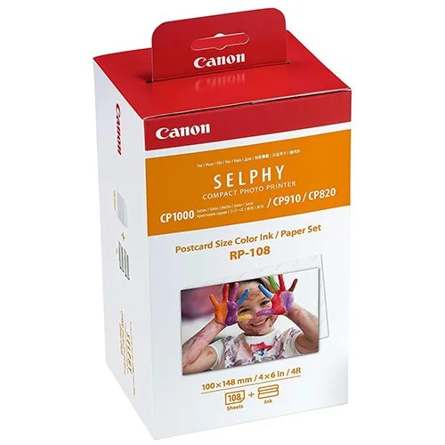 طقم حبر ملون وورق صور Canon RP-108 بمقاس بطاقة بريدية