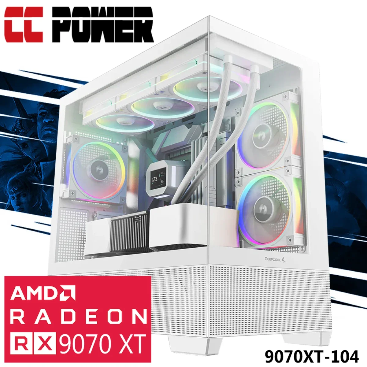كمبيوتر ألعاب City Center Computers CC Power 9070XT-104 بمعالج Intel Core i5-14600K وكرت Radeon RX 9070 XT 16GB وذاكرة 16GB وتخزين 1TB SSD وتبريد سائل - Image 1