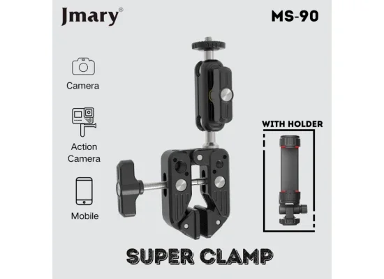 مشبك متعدد الوظائف Jmary MS-90 من الألمنيوم للكاميرا والهاتف - أسود - Image 4