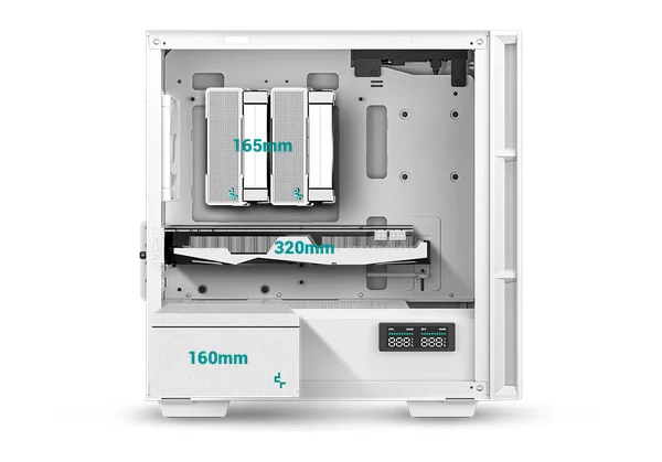 هيكل كمبيوتر DeepCool CH360 Digital Micro-ATX بتدفق هواء عالي مع مراوح ARGB وشاشة عرض حالة مزدوجة - White - Image 13