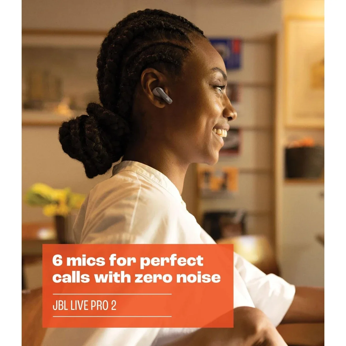 سماعات أذن JBL Live Pro 2 TWS لاسلكية بالكامل مع عزل ضوضاء تكيفي وبطارية 10 ساعات وIPX5، أسود - Thumbnail 4