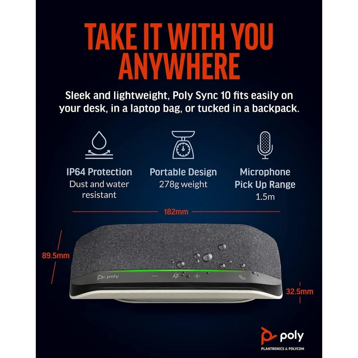Poly Sync 10 USB Speakerphone with Dual Microphones - Thumbnail 5